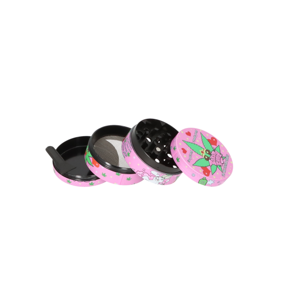 1 Super Heroes Grinder4-teilig Metall pink 3 Motive Ø 5cm